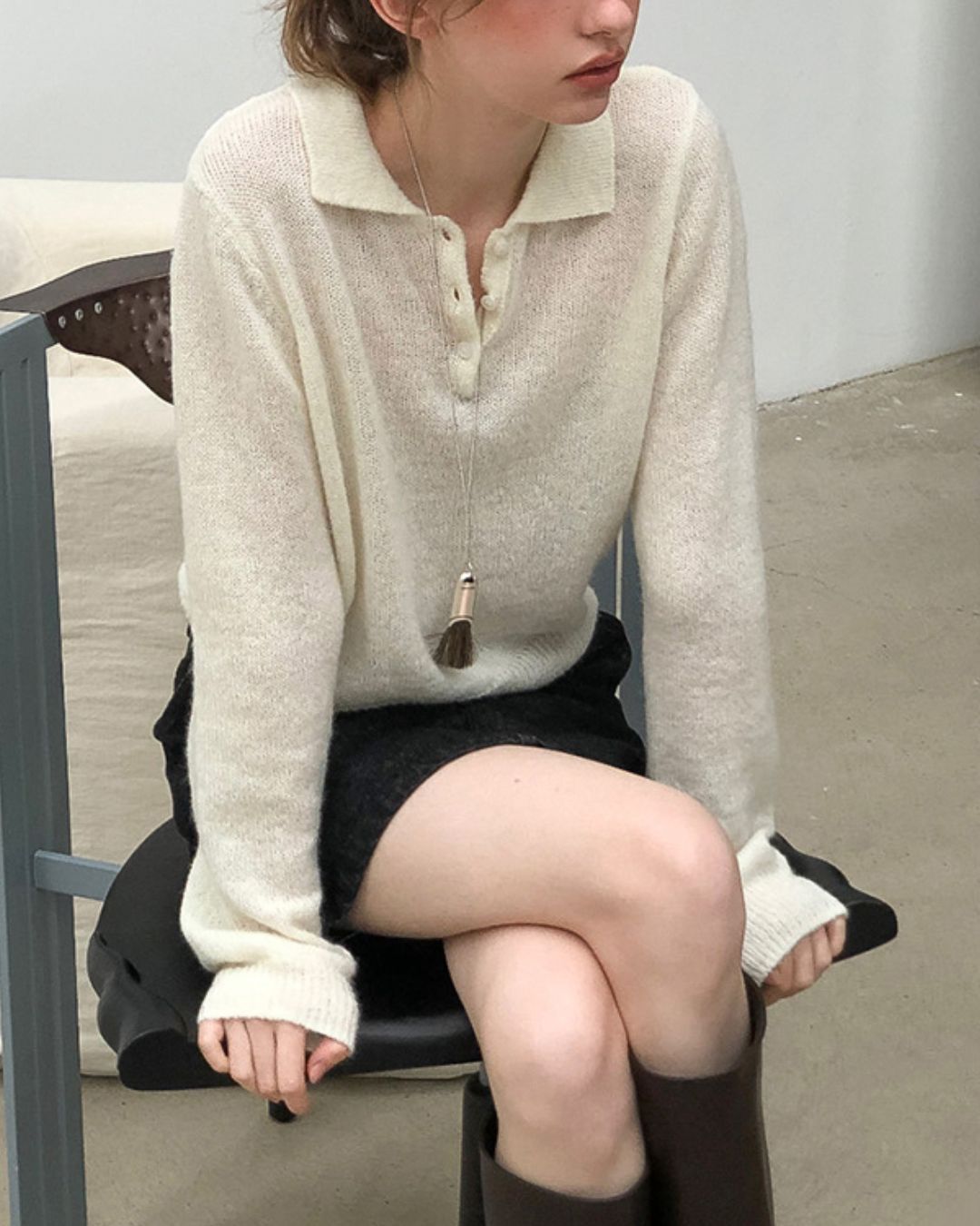 Soft Polo Knit ＆ U-neck Vest　KN023