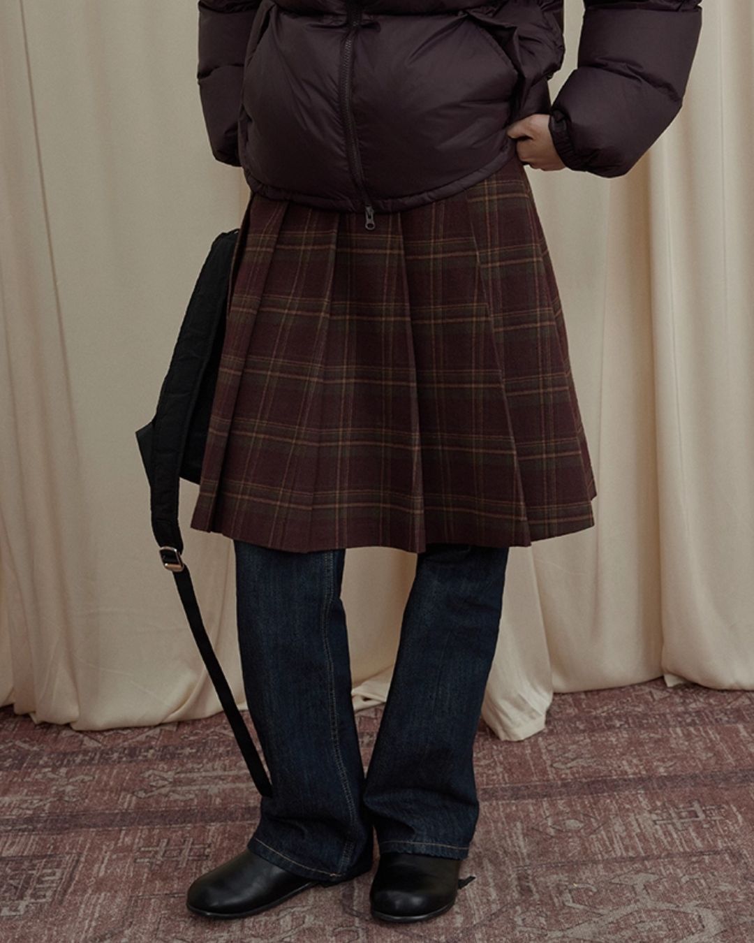 Retro Pleated Check Skirt　SK010