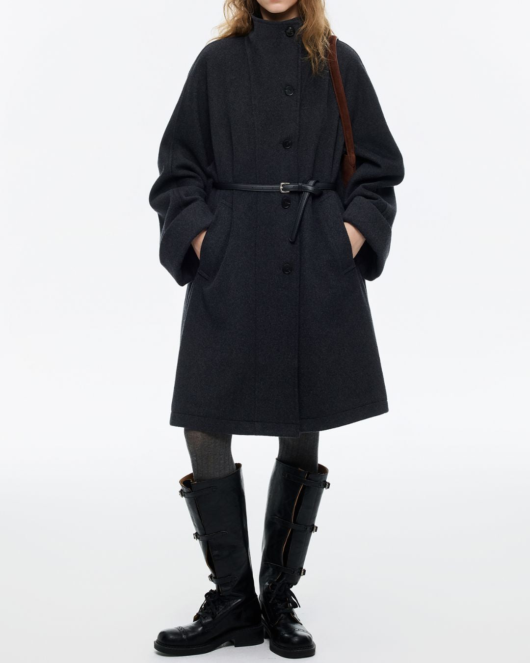 2-way Neck A-line Mid-length Coat　CT028