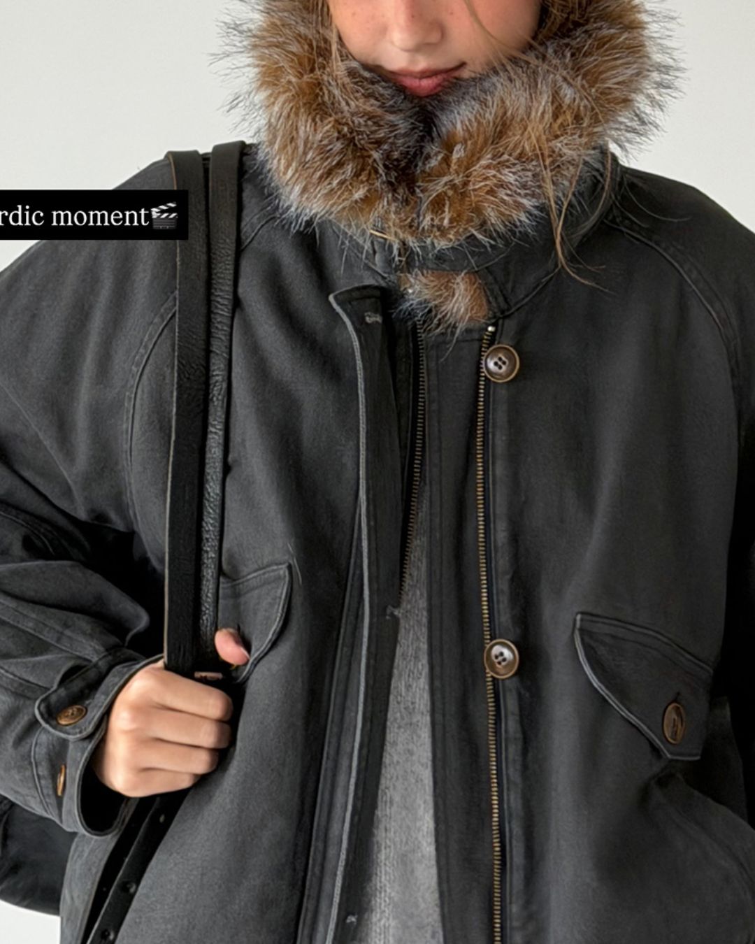 Fur Collar Padded Denim Jacket　JK058