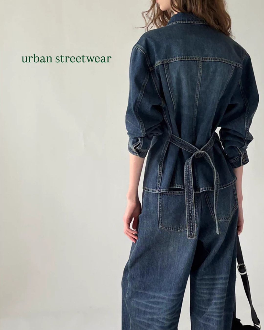 Washed Denim Shirt Jacket & Wide Denim Pants　JK091