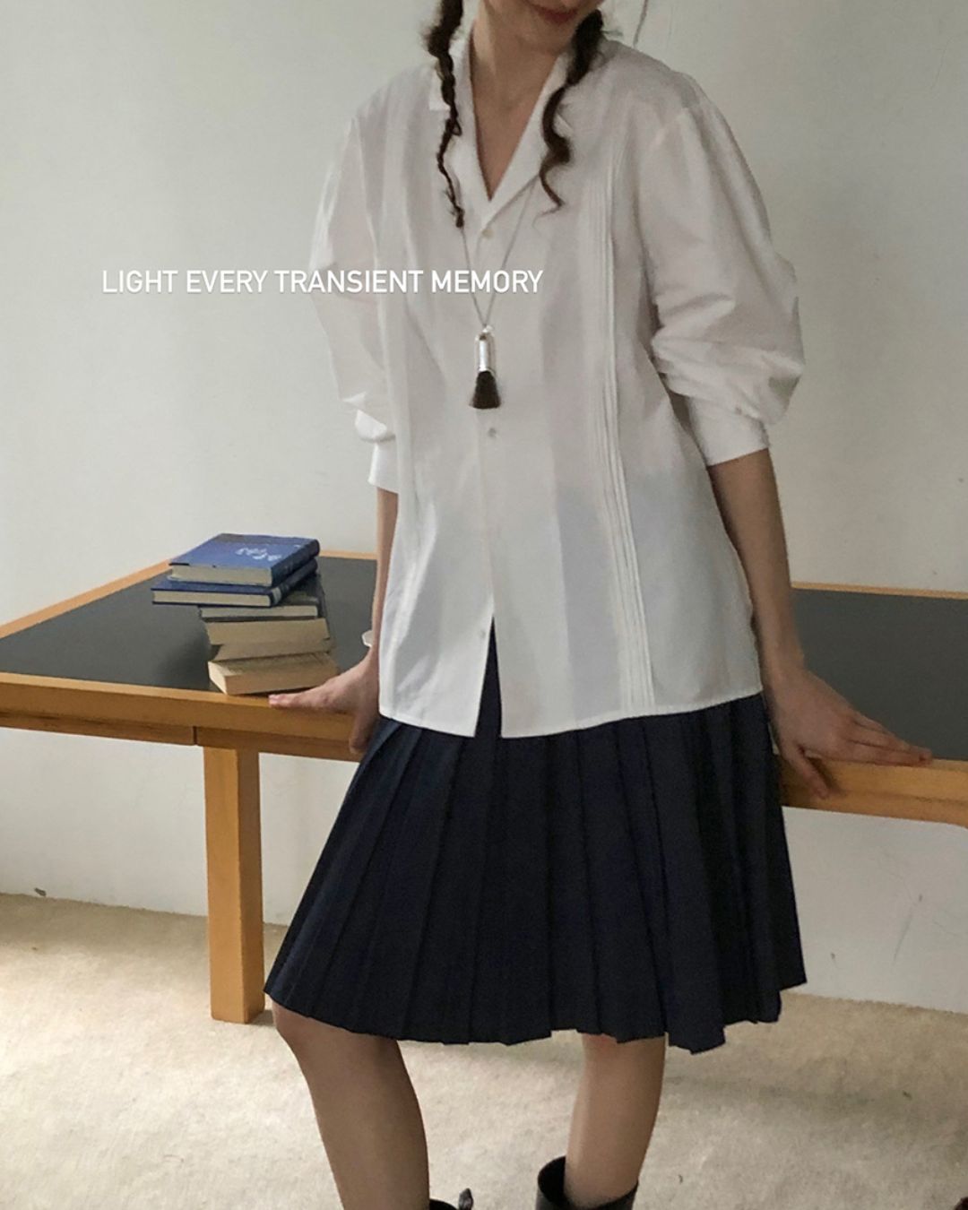 Open Collar Long Sleeve Shirt　LS012