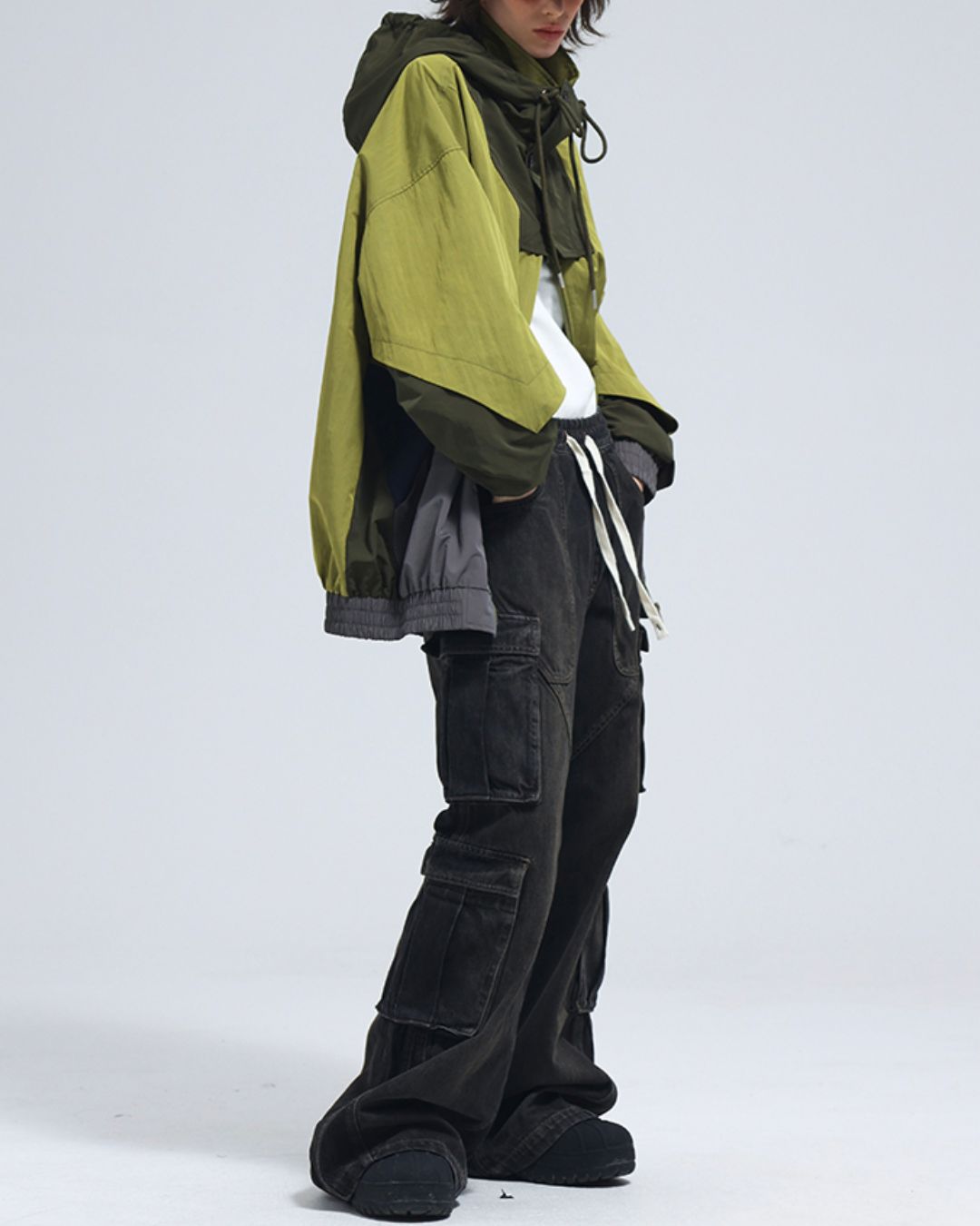 Oversized Colorblock Nylon Jacket　JK072