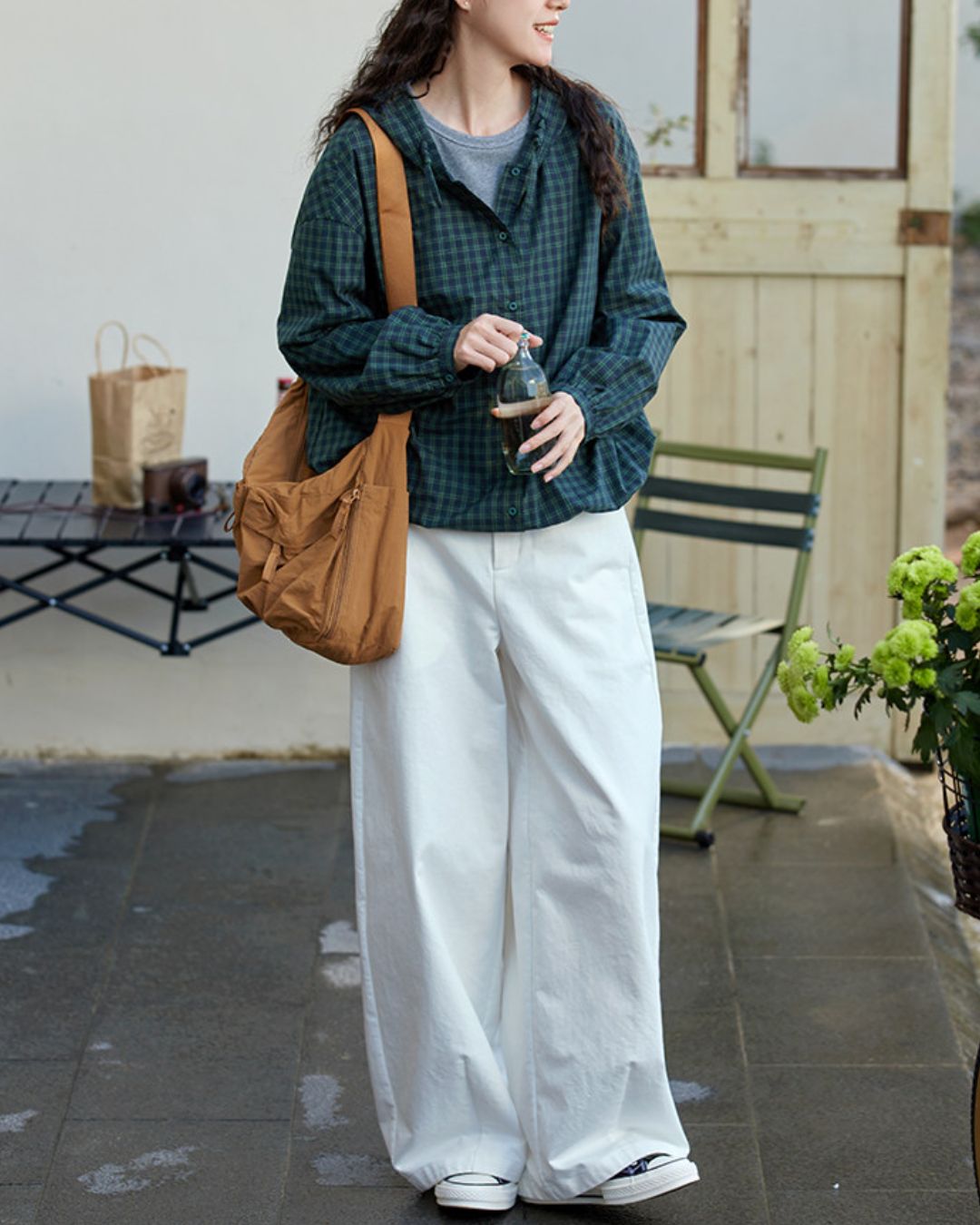 Casual Hooded Checked Shirt　LS053