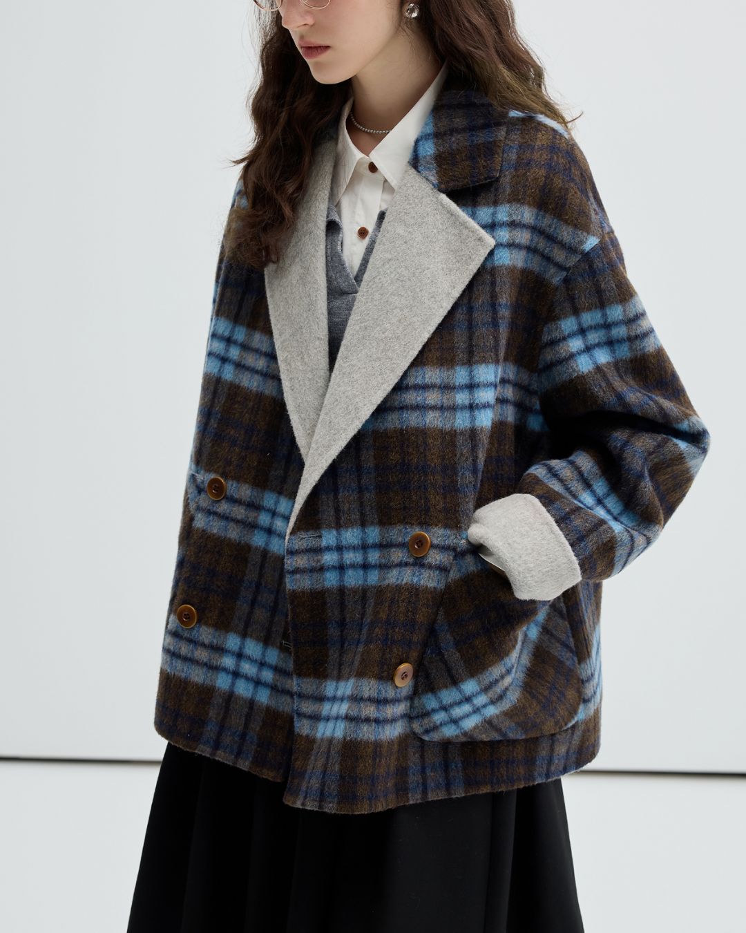 Reversible Check Short Coat　CT011
