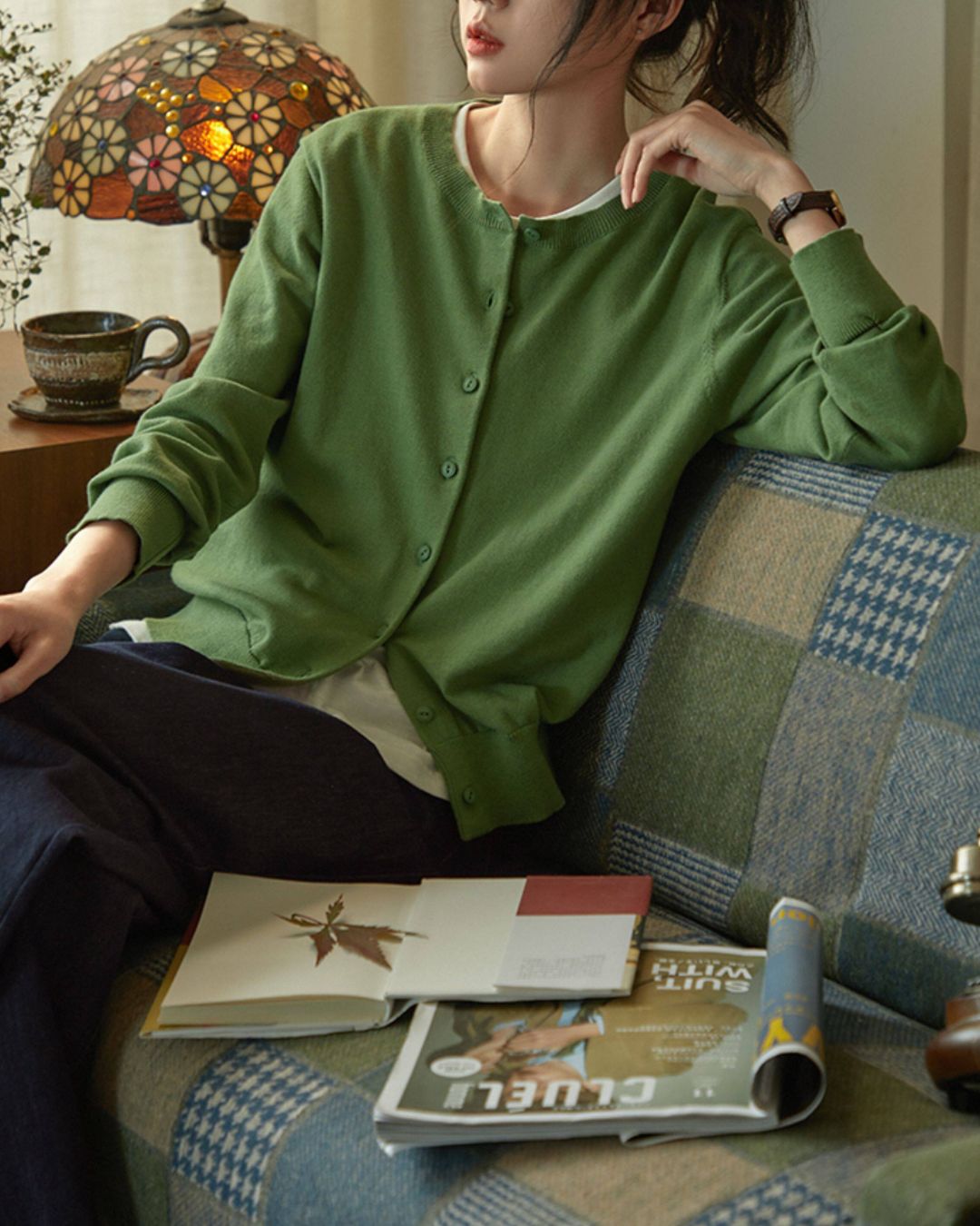 Round Neck Basic Knit Cardigan　KN113