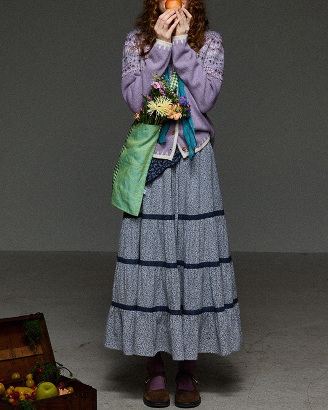 Contrast Color Fair Isle Knit Cardigan　KN105