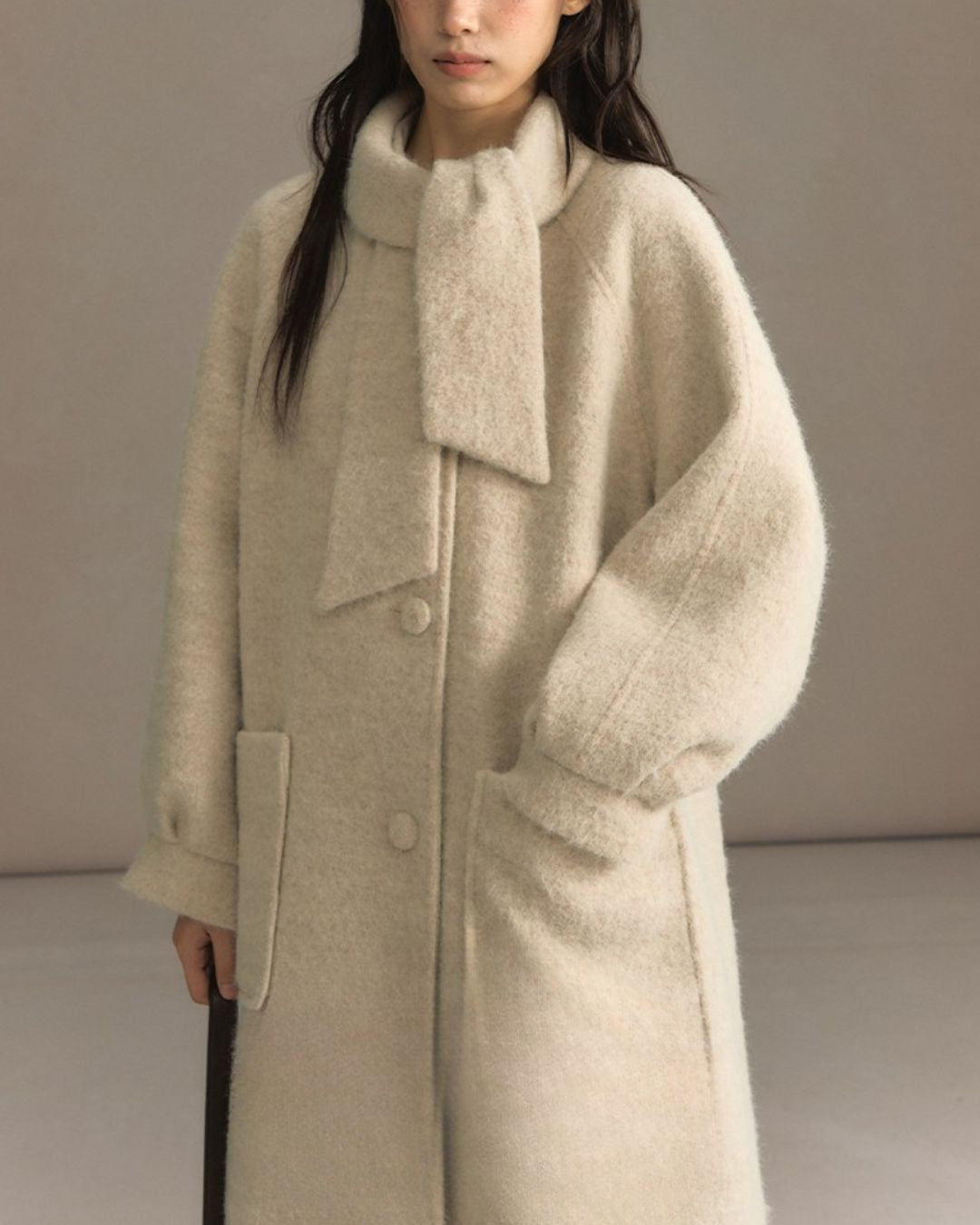 Bowtie Collar A-line Coat　CT023