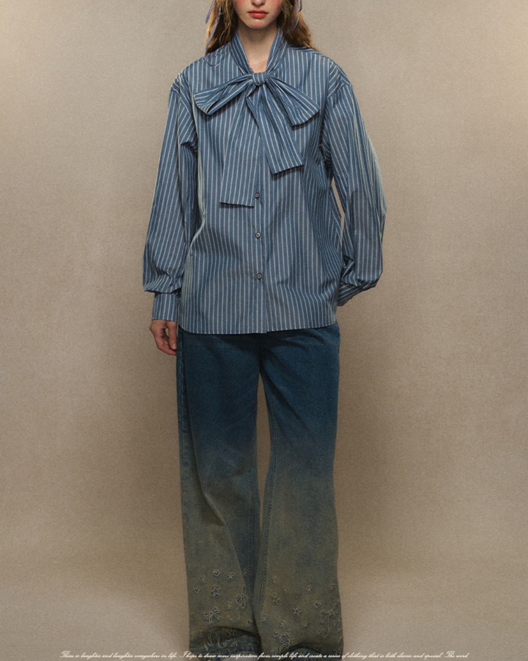 Bowtie Striped Shirt　LS019