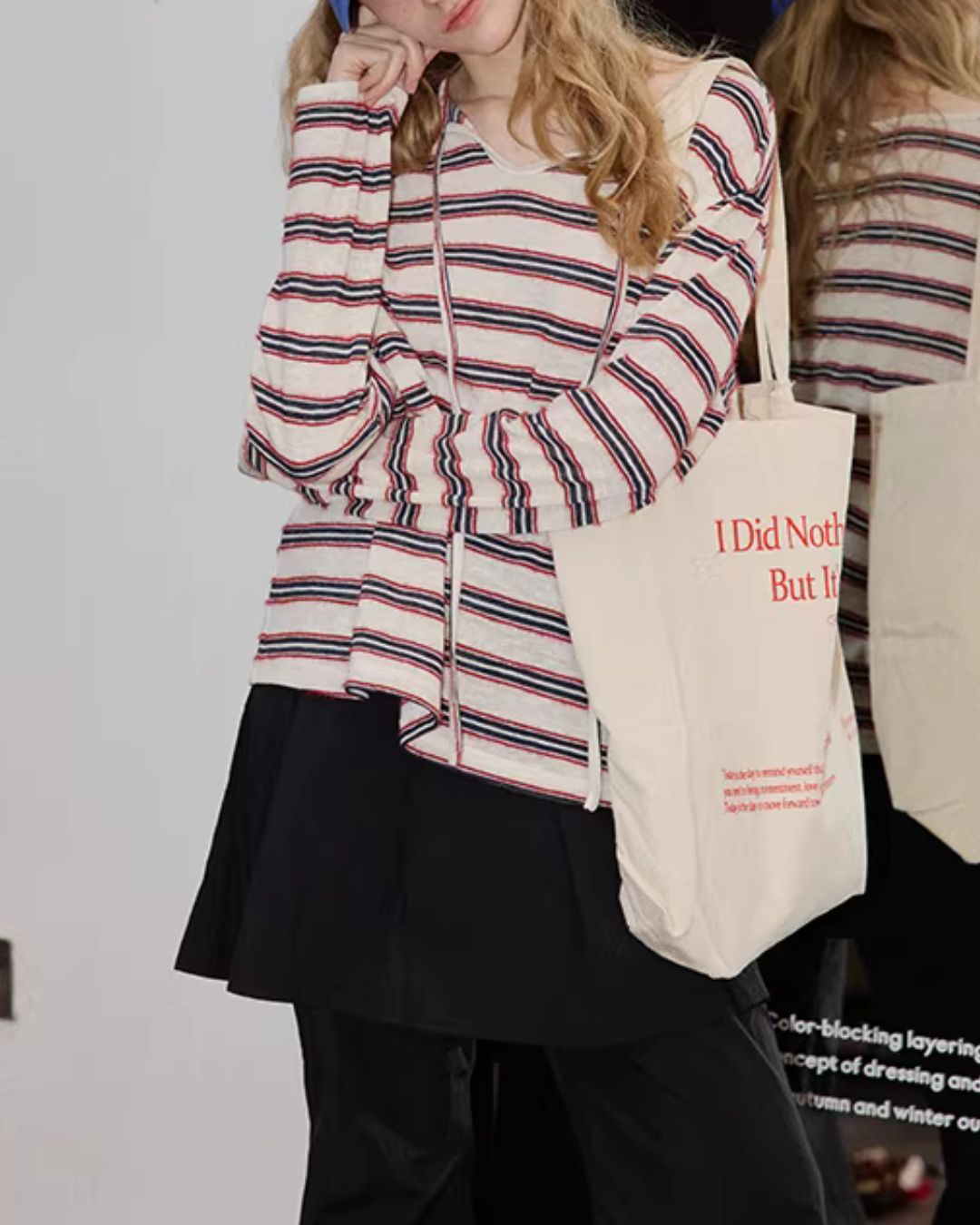 Multi-border Drawstring T-shirt　LT029