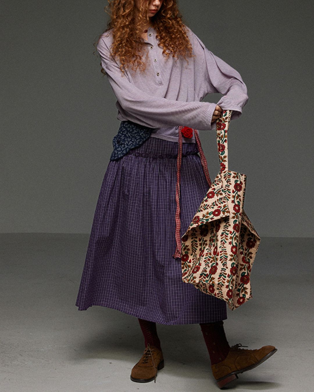 Henley Neck Loose Stripe Knit　KN035