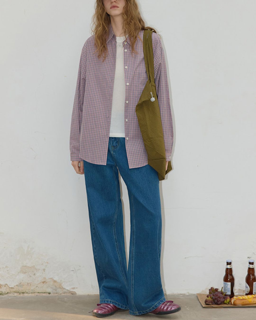 Cotton Pink Check Shirt　LS050