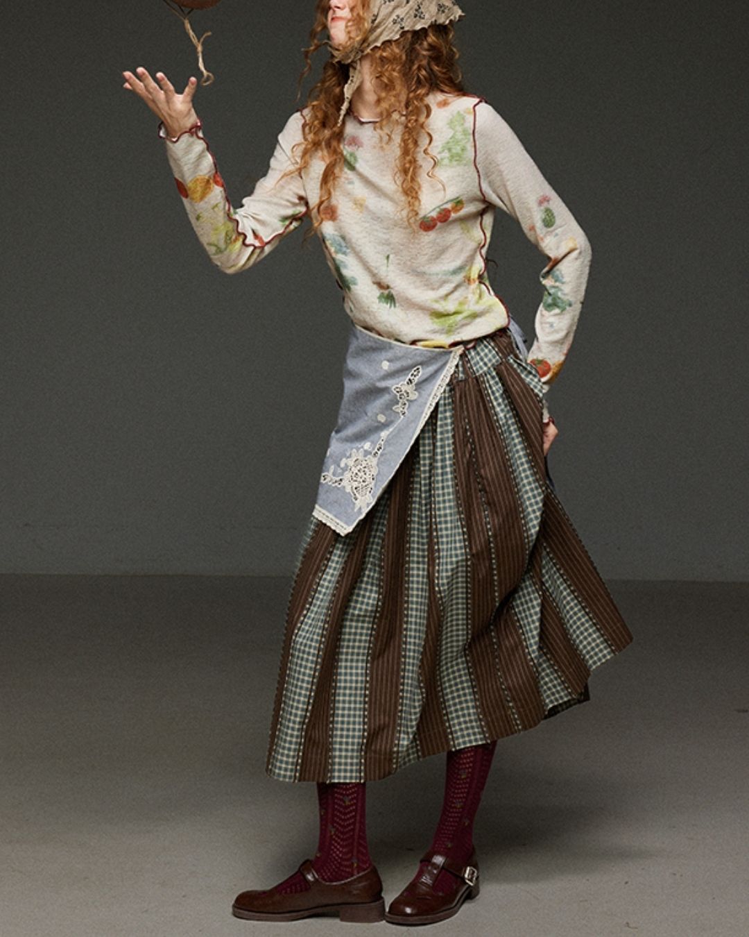 Mellow Frill Stitch Print T-shirt　LT011