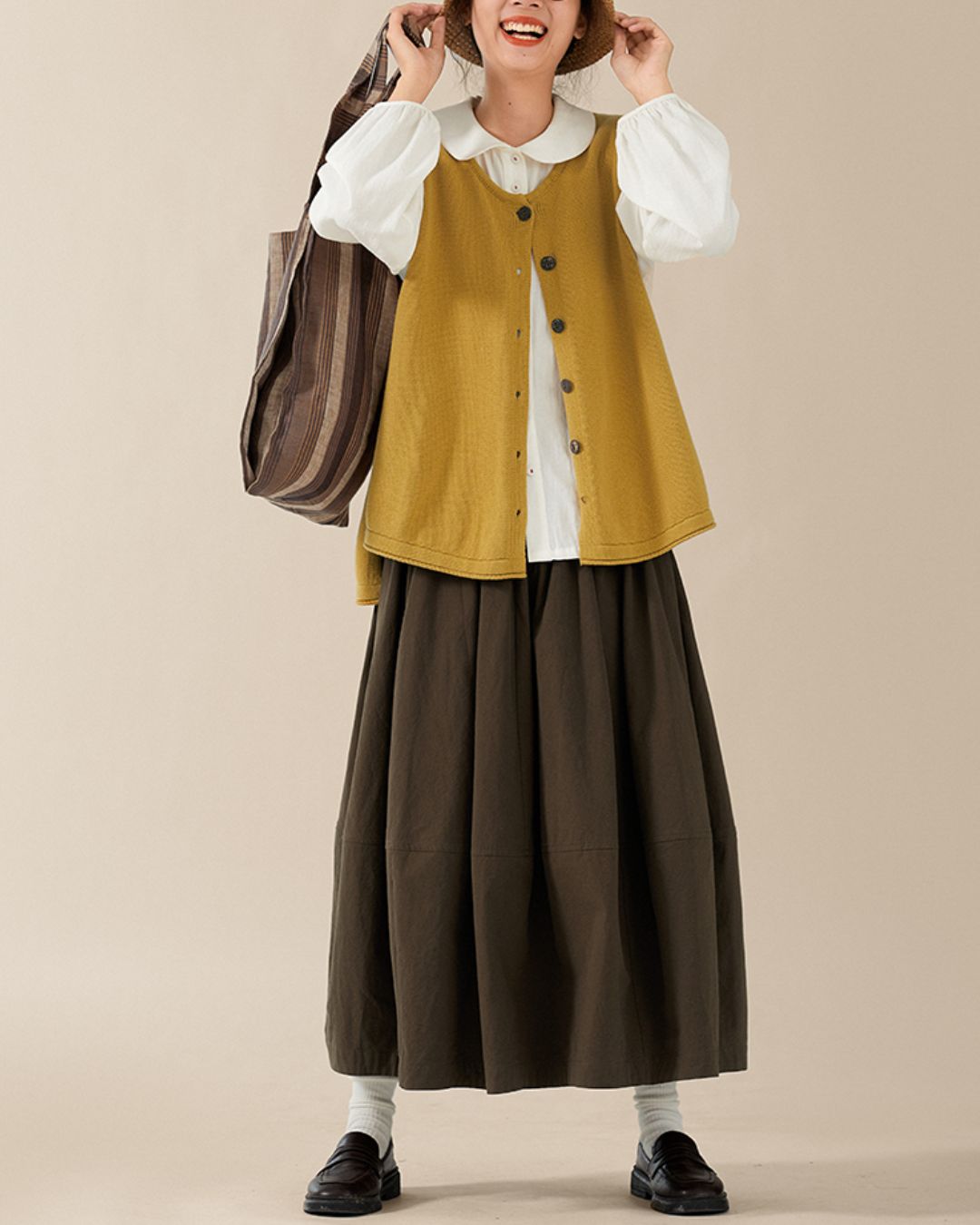 Round-collar Cotton Shirt　LS026