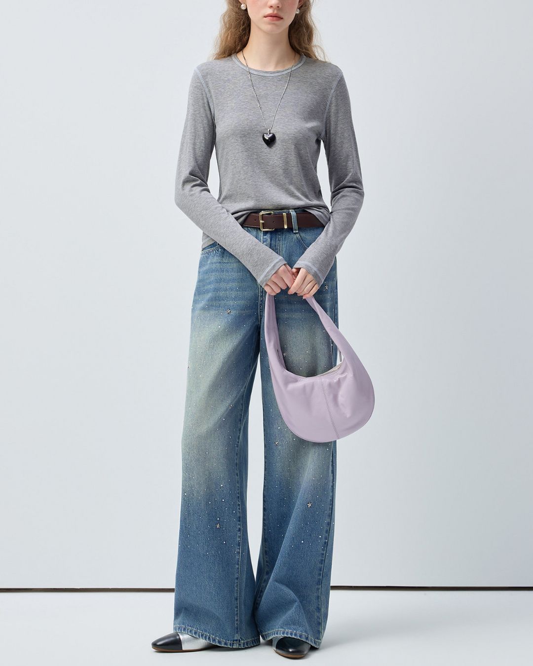 Star-studded Rhinestone-decorated Denim Pants　DP015