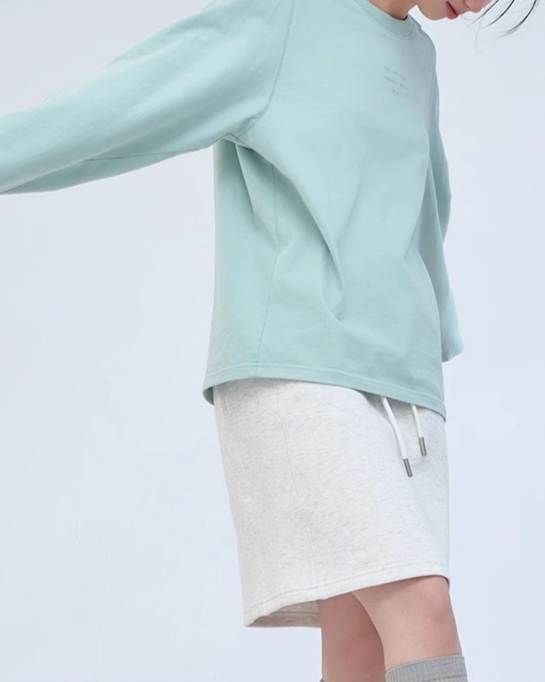 Text Embroidered Cotton Loose T-shirt　LT024