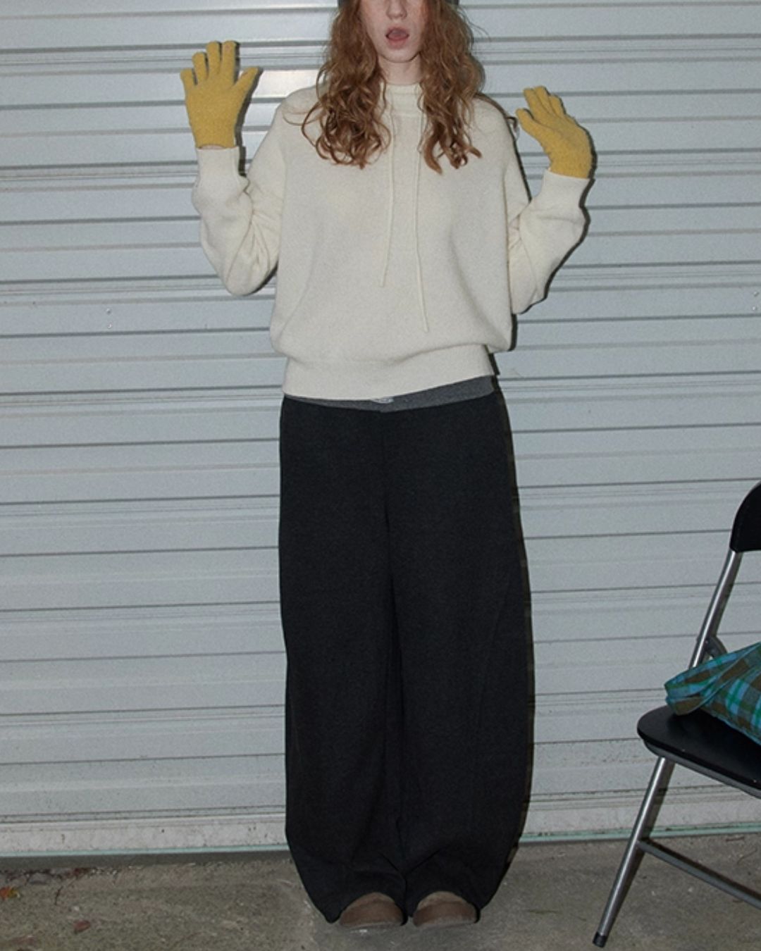 Color Block Curved Straight Pants　PT025