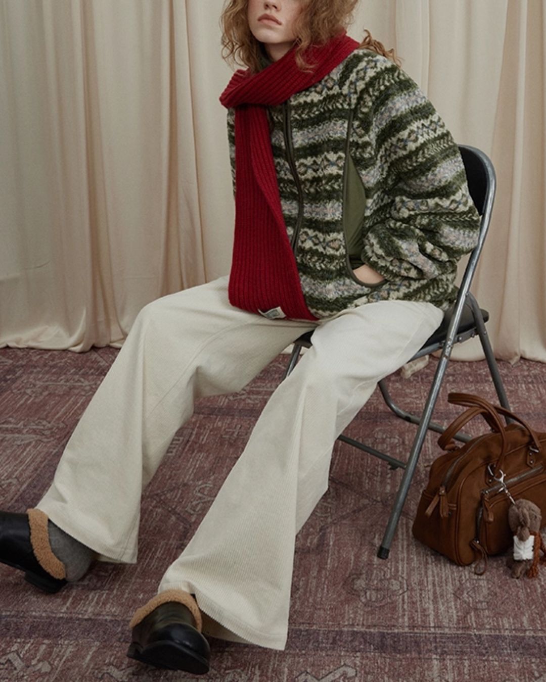 Fleece All-over Border Jacket　JK042