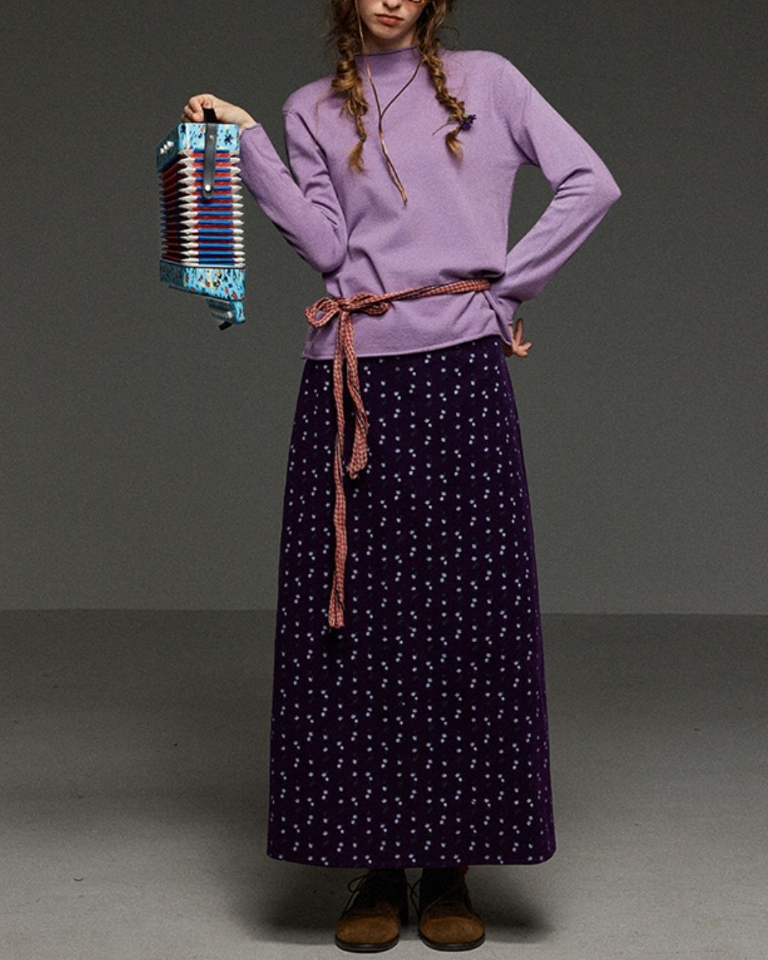 Retro Flower Corduroy Long Skirt　SK013