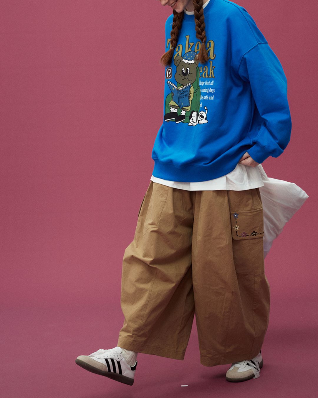 Floral Pocket Wide Leg Pants　PT002