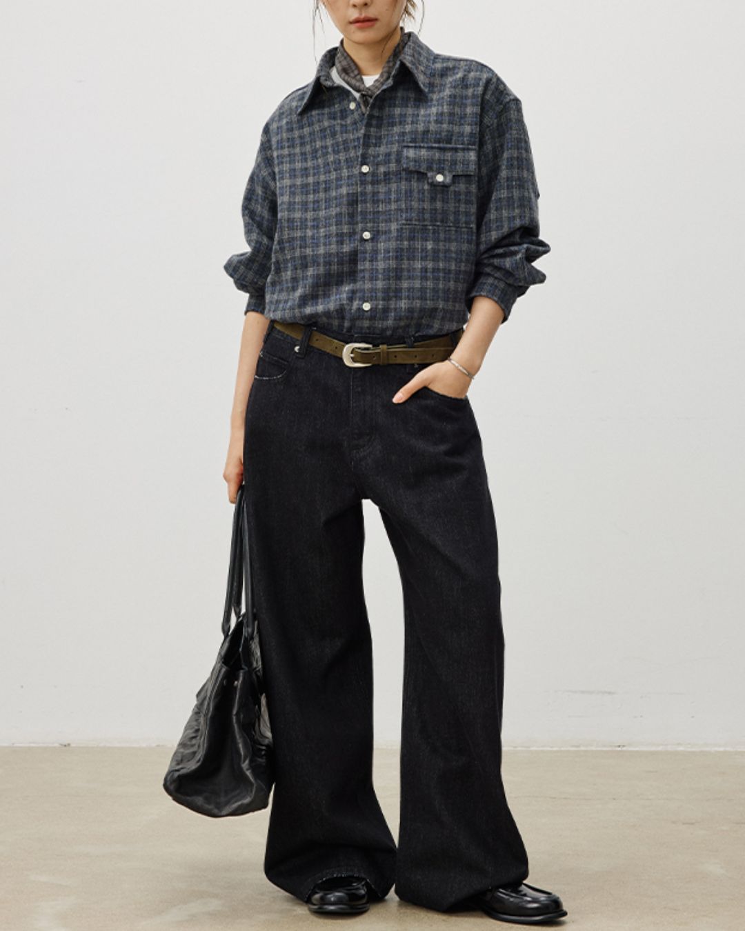 Flap Pocket Checked Flannel Shirt　LS036