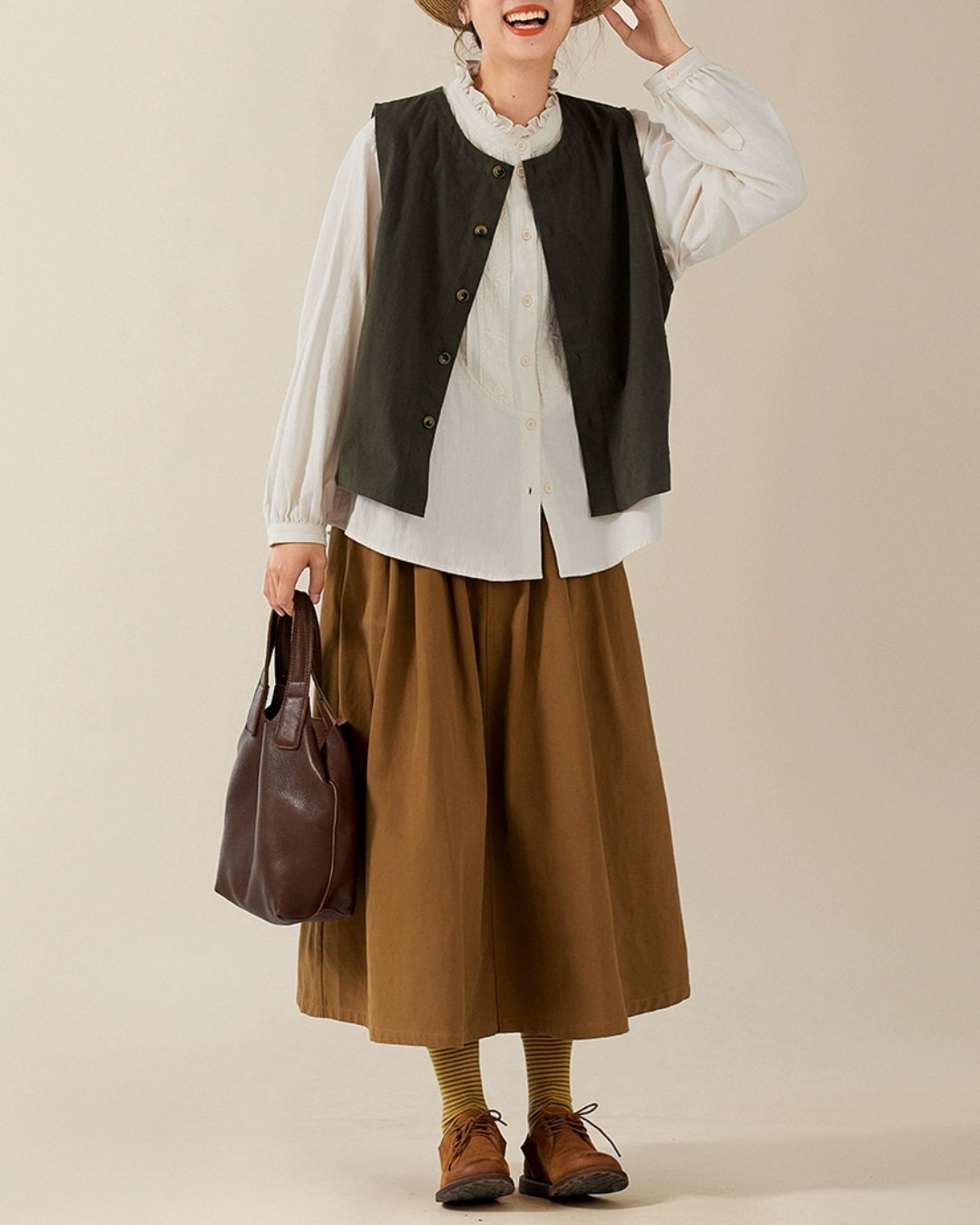 Frill Band Collar Shirt　LS025