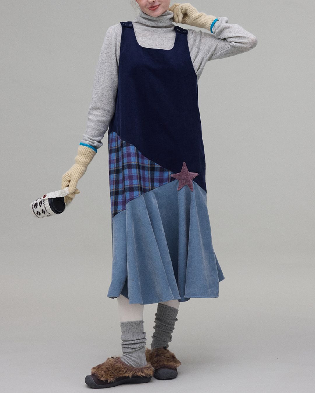 Patchwork Corduroy Dress　OP001