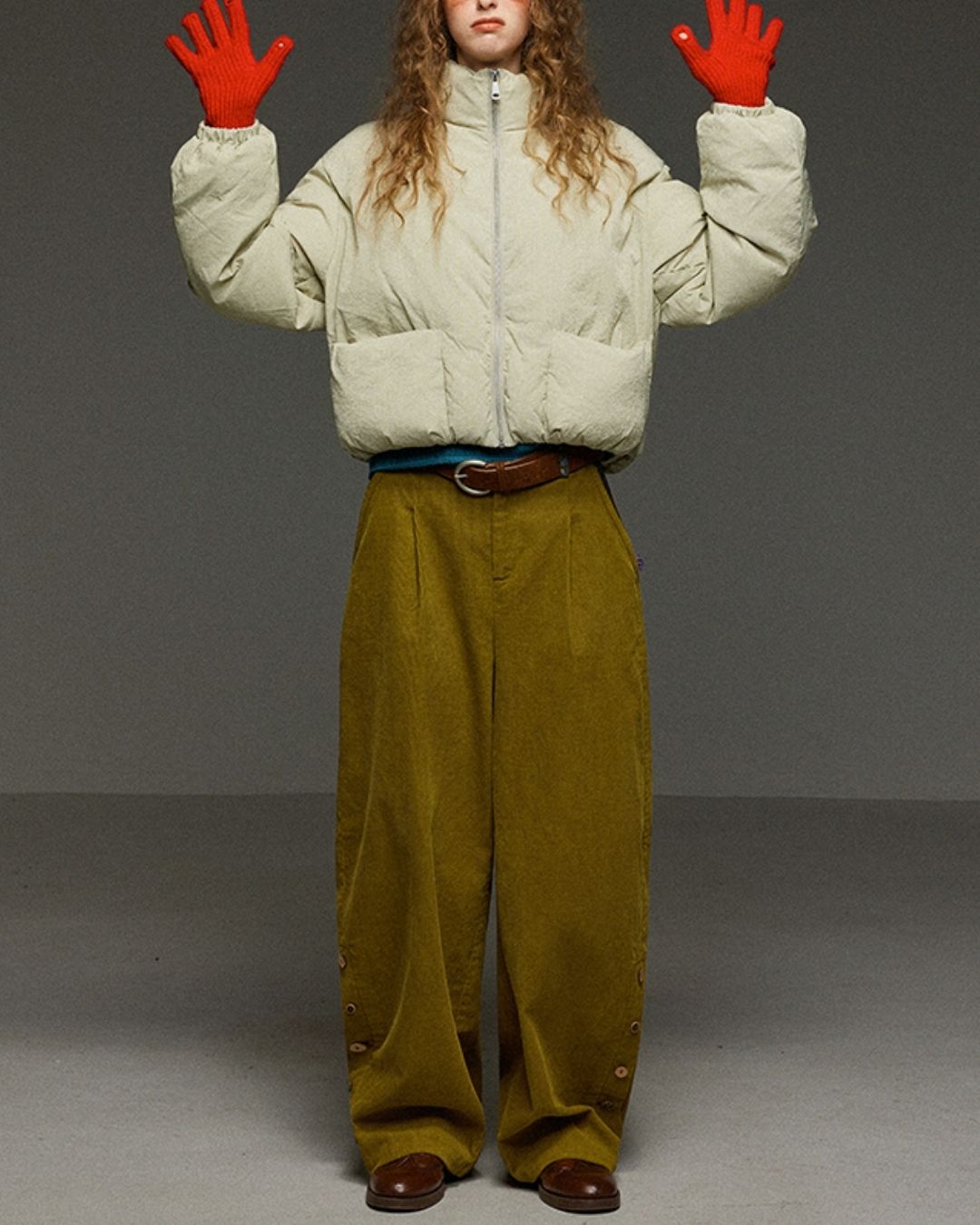 Corduroy Floral  Wide Pants　PT028