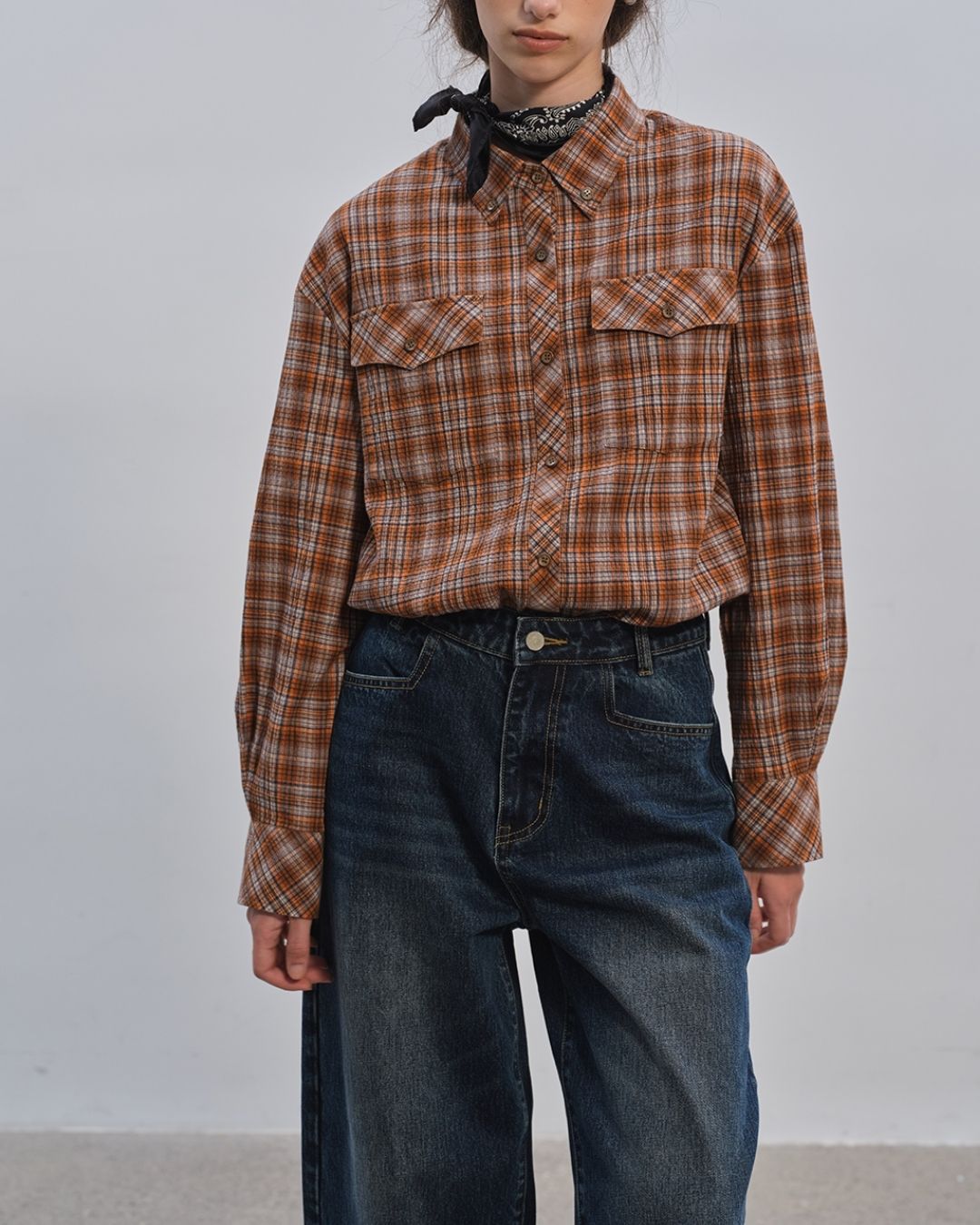 Retro Check Loose Shirt　LS024