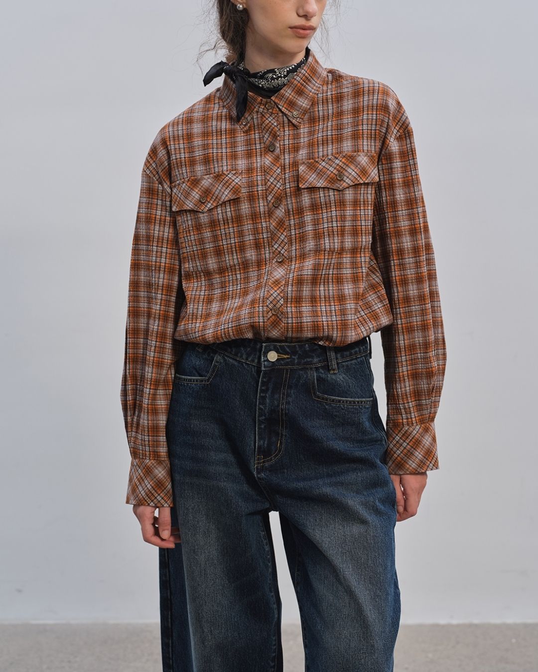 Retro Check Loose Shirt　LS024