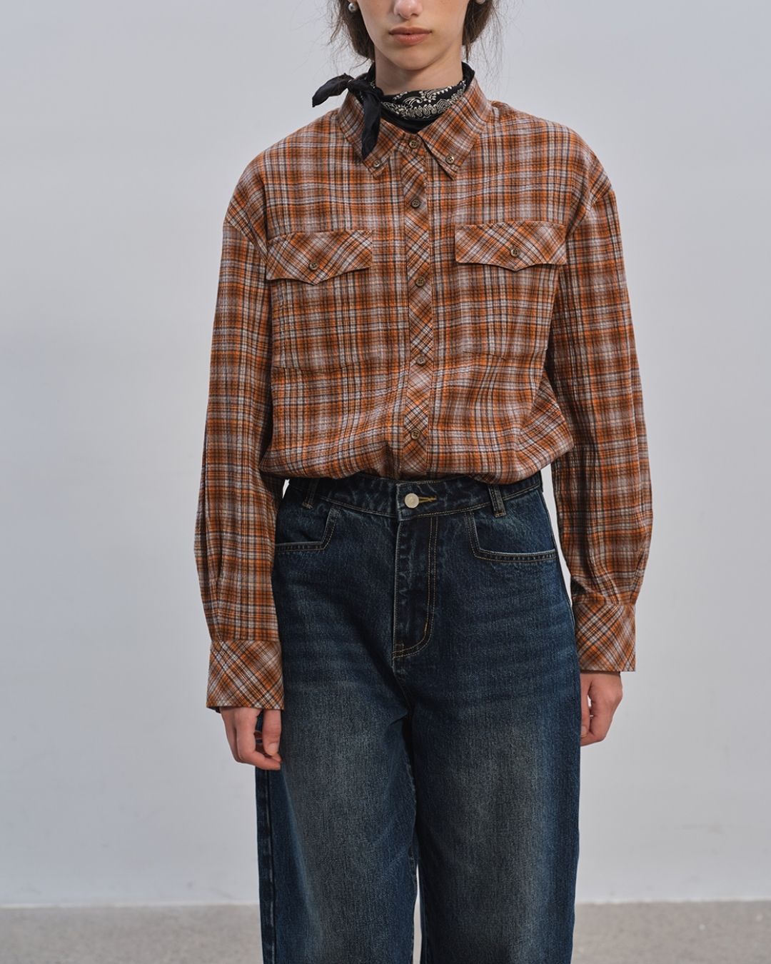 Retro Check Loose Shirt　LS024