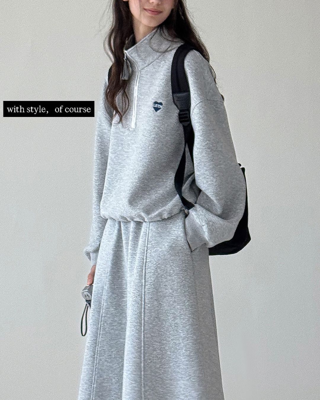 Heart Half-zip Sweat & Skirt　SW004