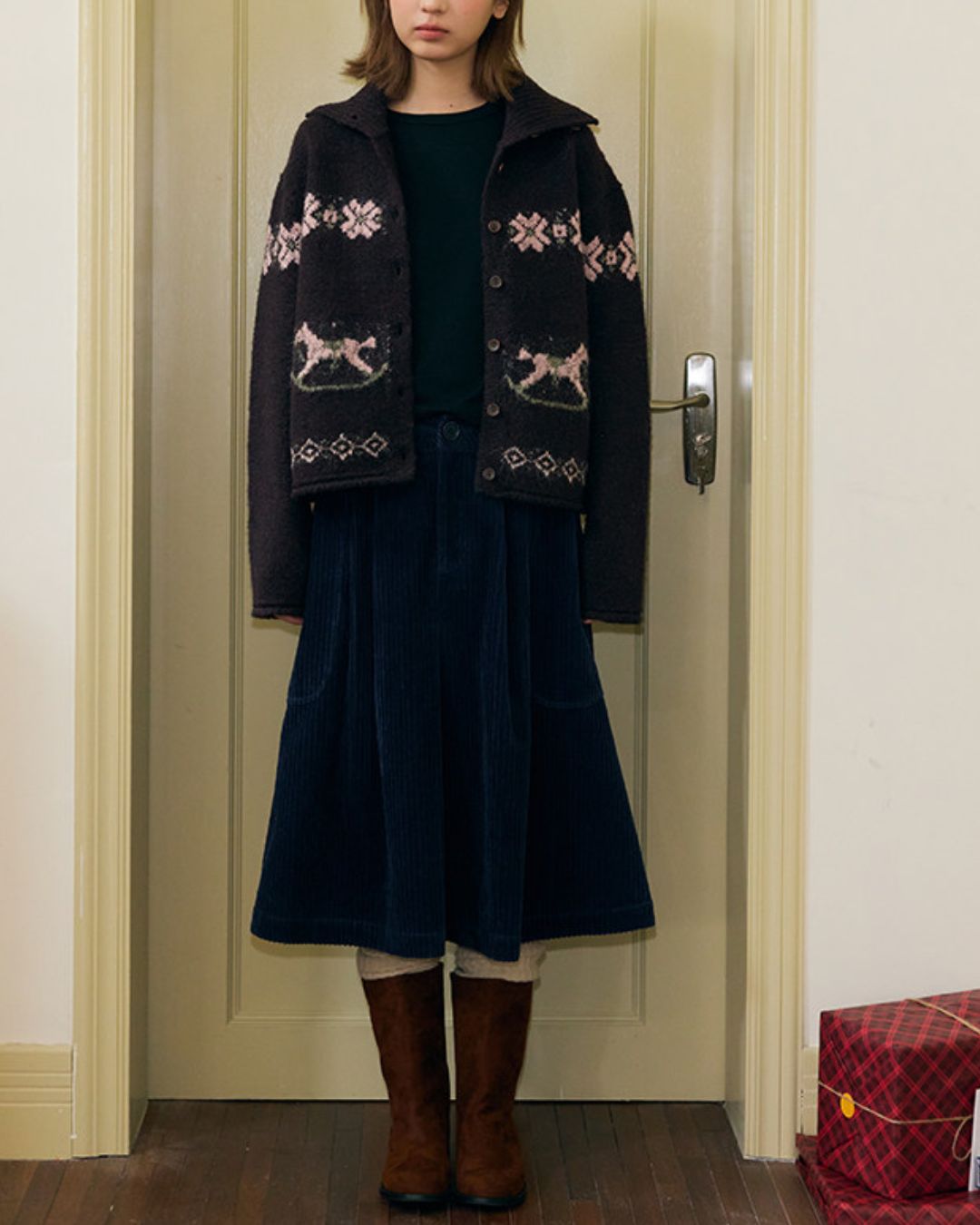 Horse Jacquard Collared Knit　KN087