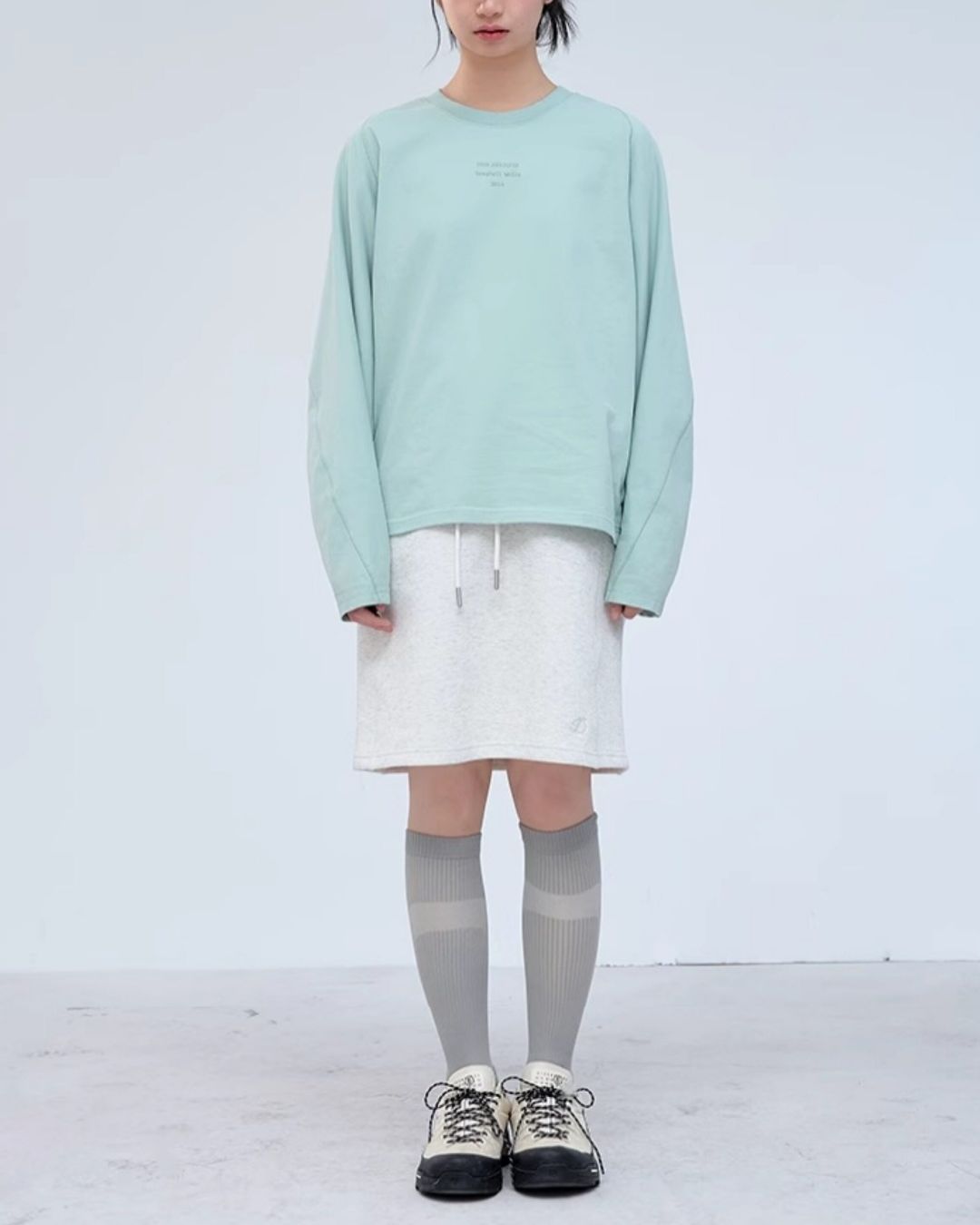 Text Embroidered Cotton Loose T-shirt　LT024