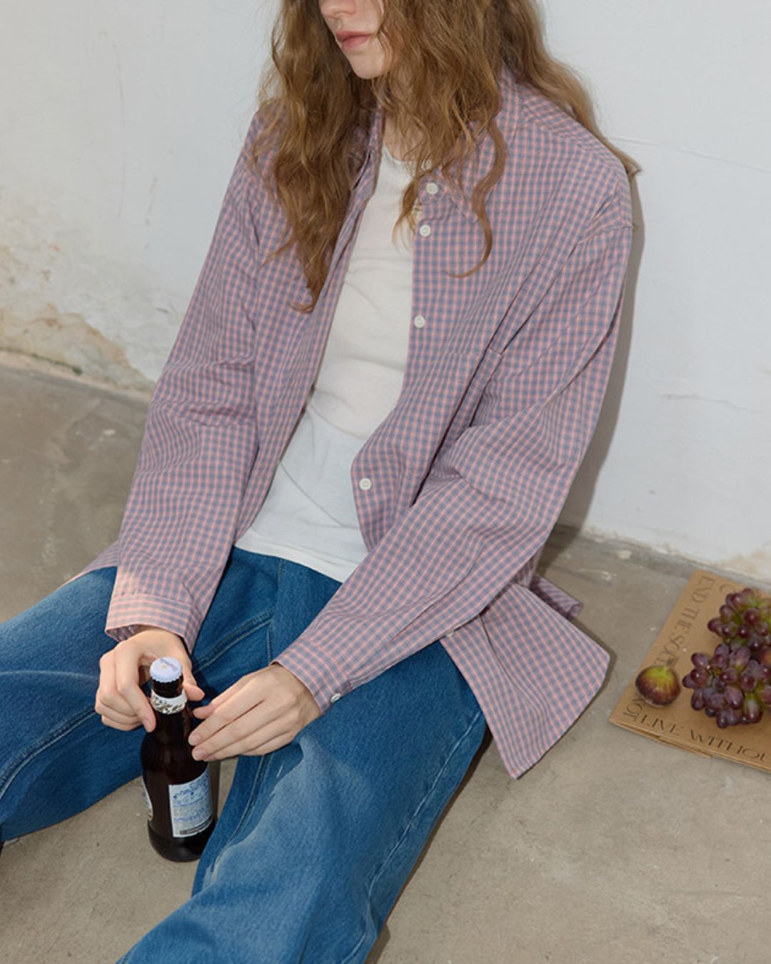 Cotton Pink Check Shirt　LS050