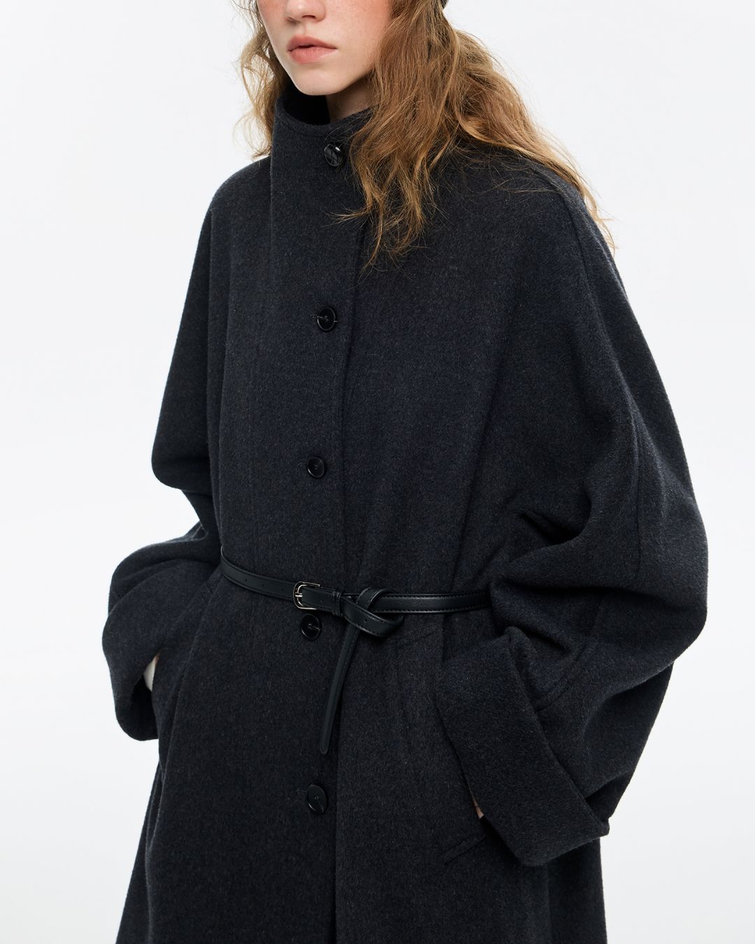 2-way Neck A-line Mid-length Coat　CT028