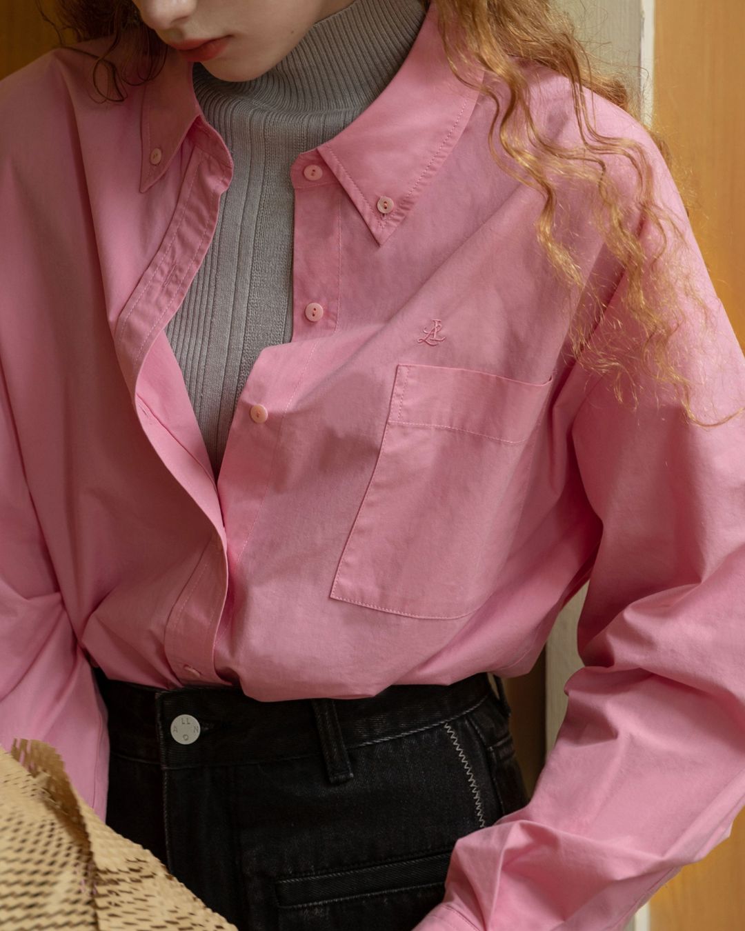 Back Half Button Collar Shirt　LS032