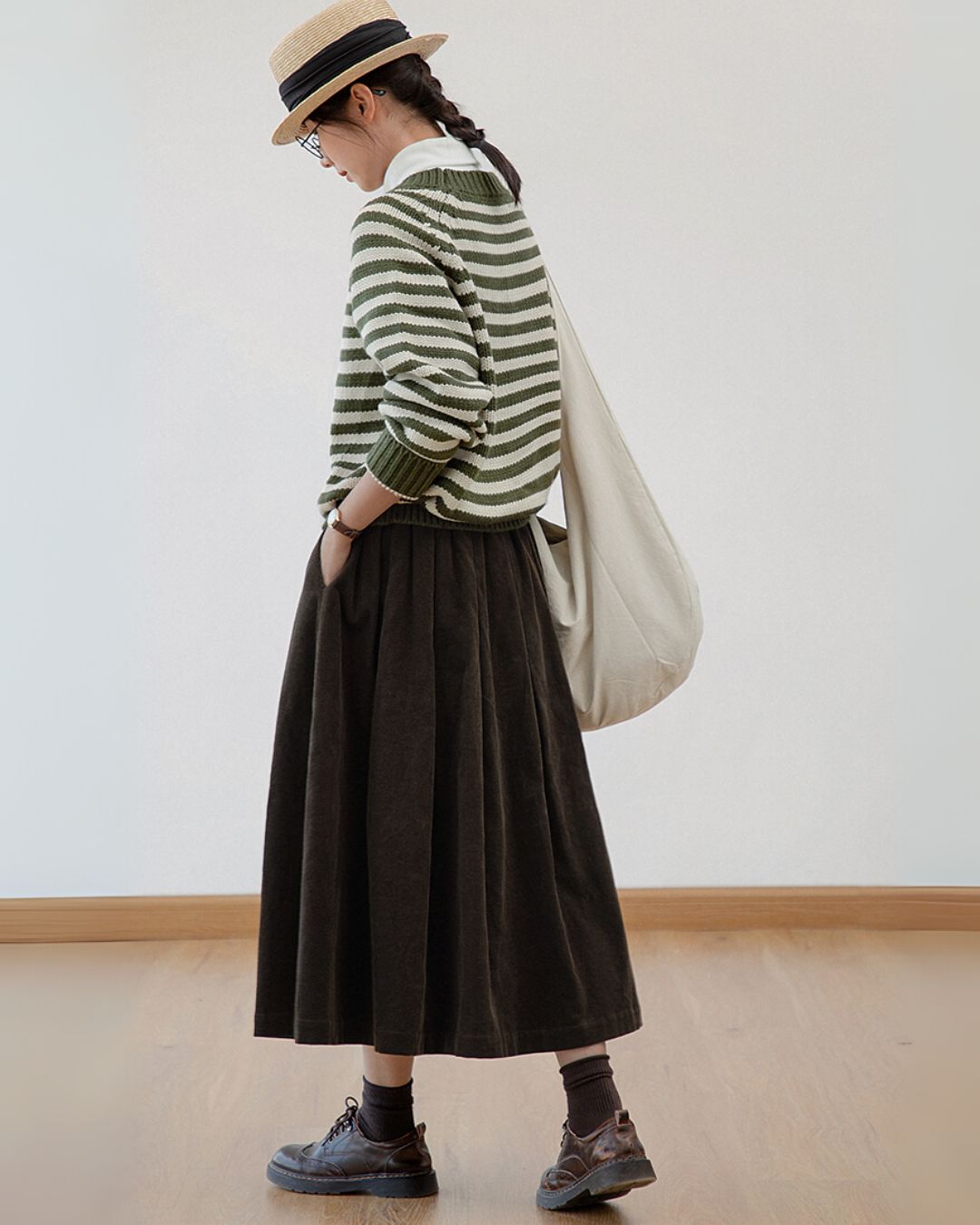 Corduroy Gathered Skirt　SK006