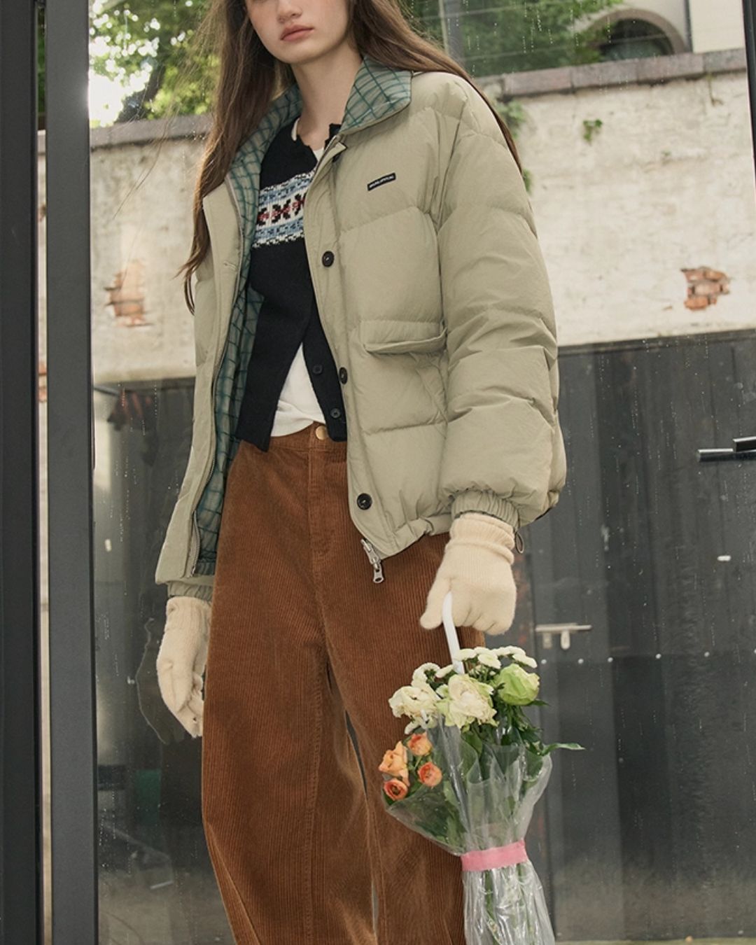 Check Reversible Down Jacket　JK047