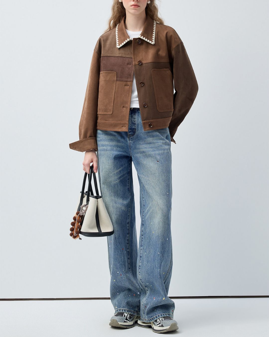 Rainbow Rhinestone Wash Denim Pants　DP014