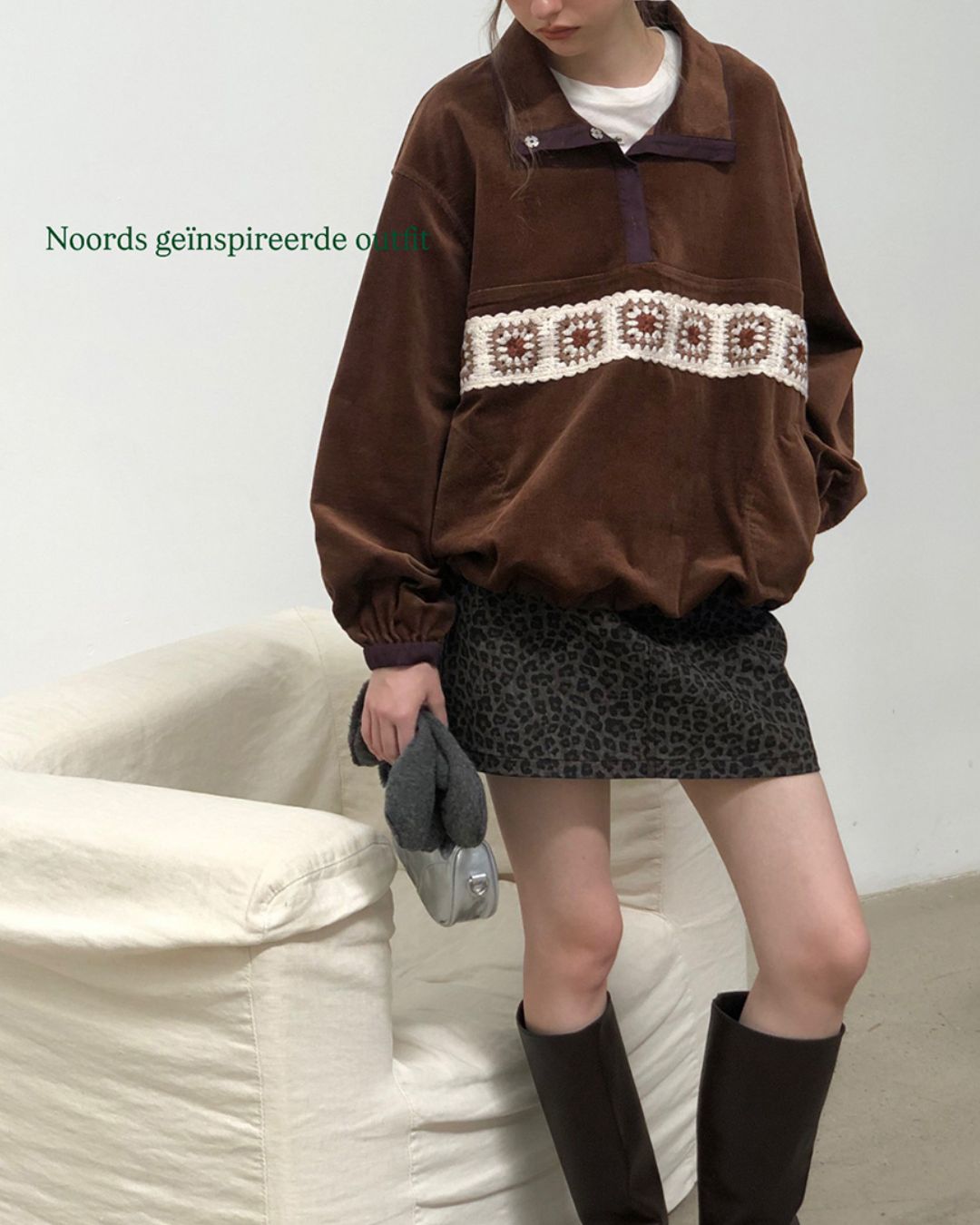 Crochet Stand-up Collar Top　SW005