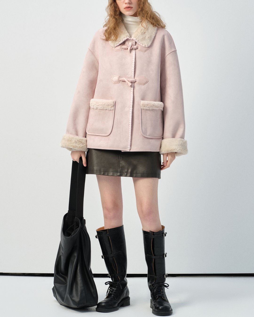 Collared Duffle Mouton Coat　CT010