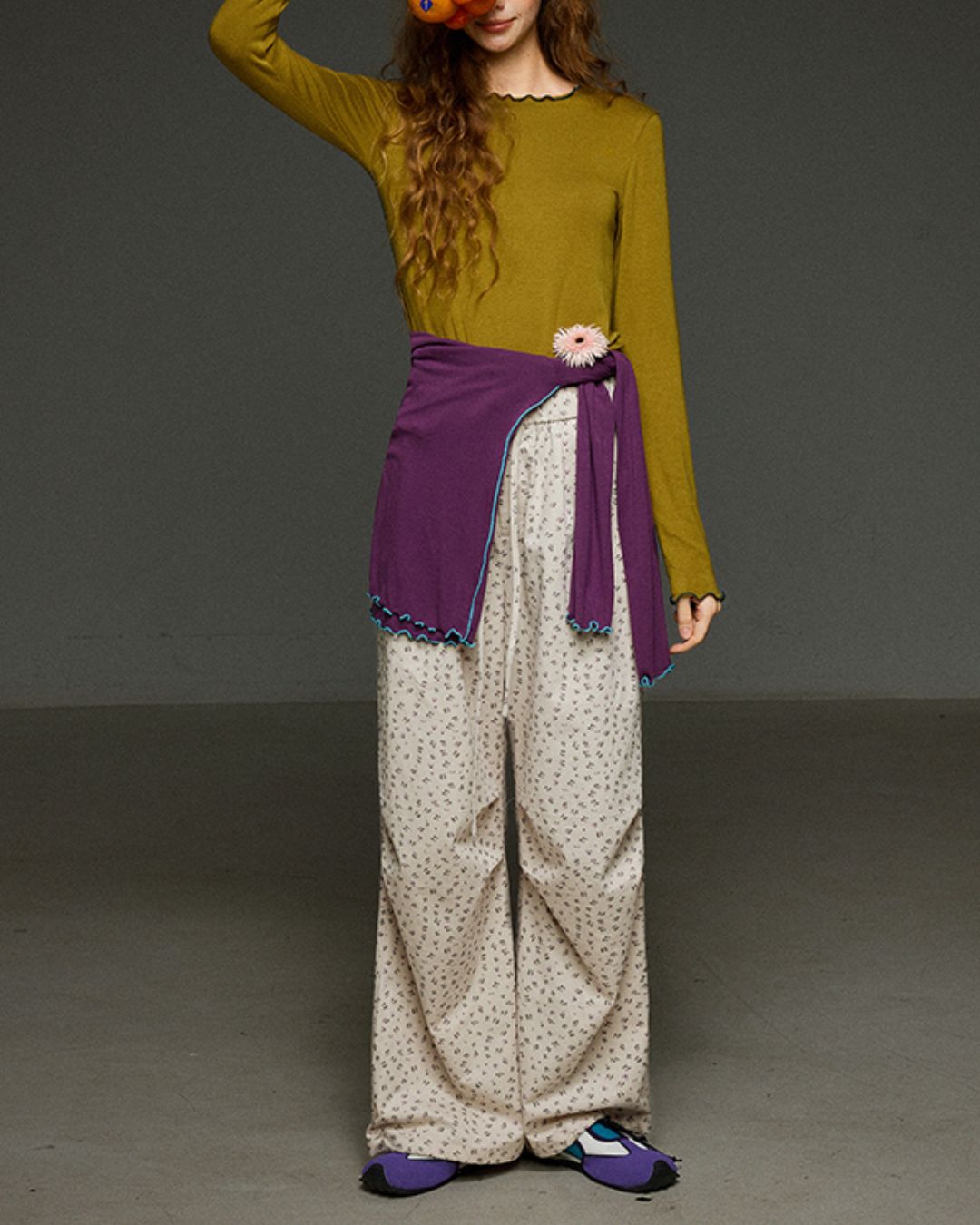 Color Stitch Mellow Frill T-shirt　LT013