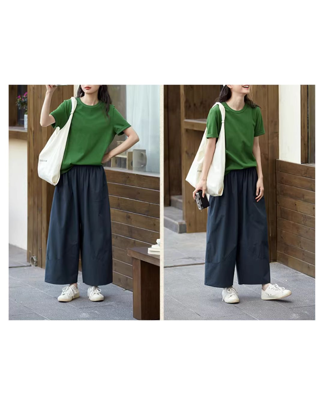 Breathable Cropped Wide Pants　PT048