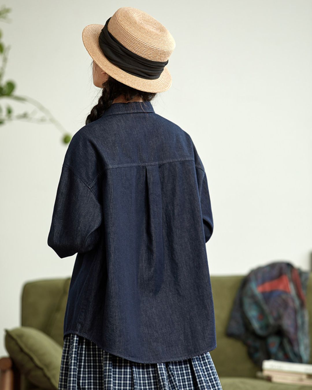 Casual Navy Denim Shirt　LS041