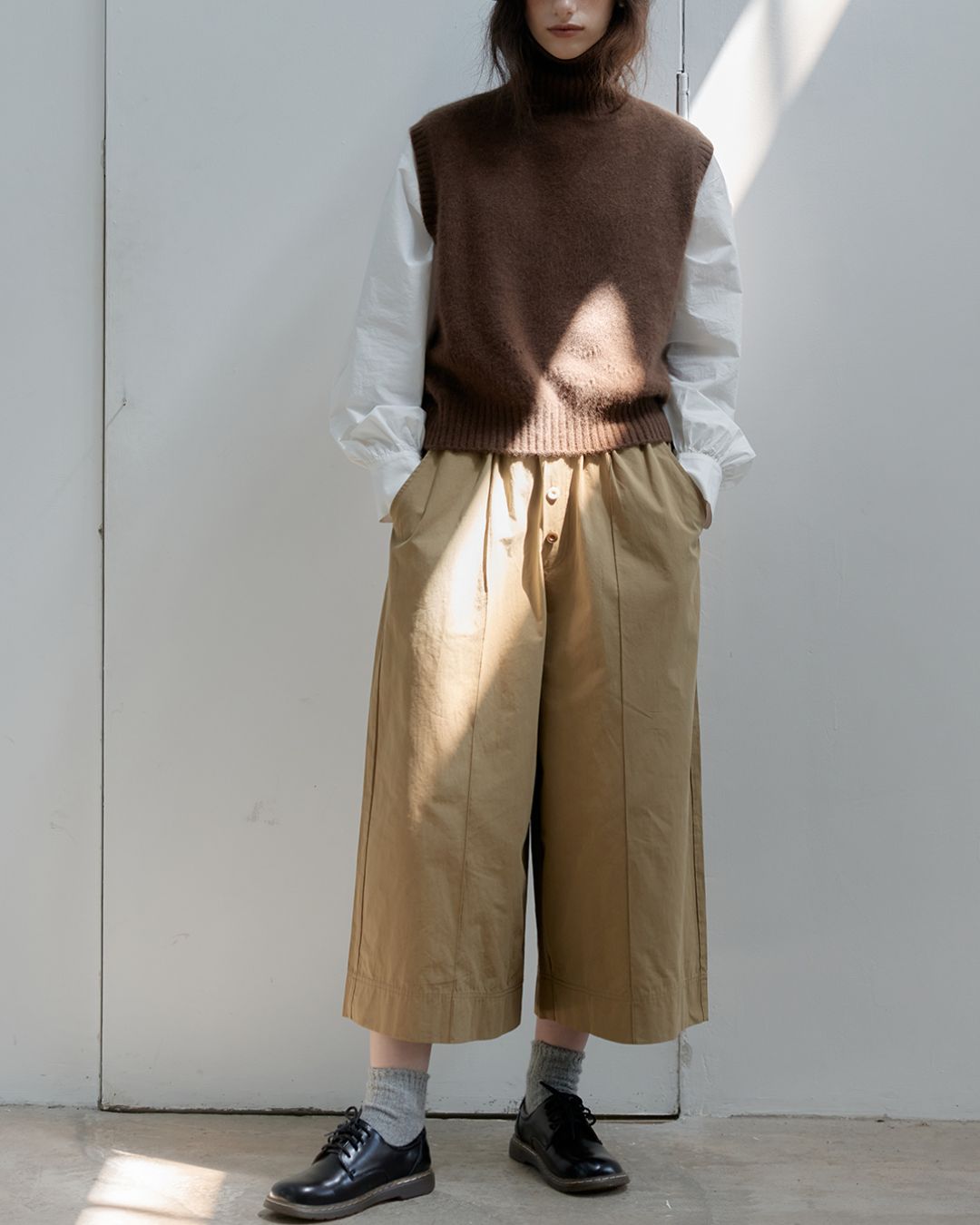 Draped Wide Cropped Pants　PT012