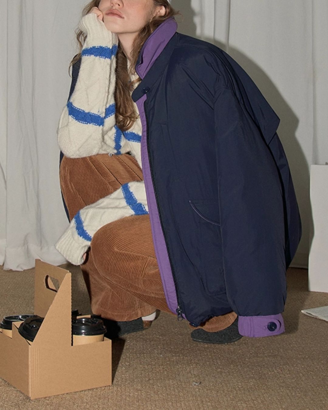 Contrast Color Retro Down Jacket　JK048