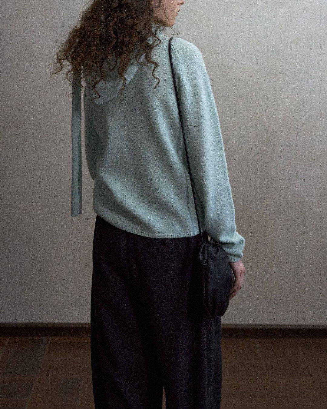 Basic Yak Wool Knit Hooded Scarf　HG001