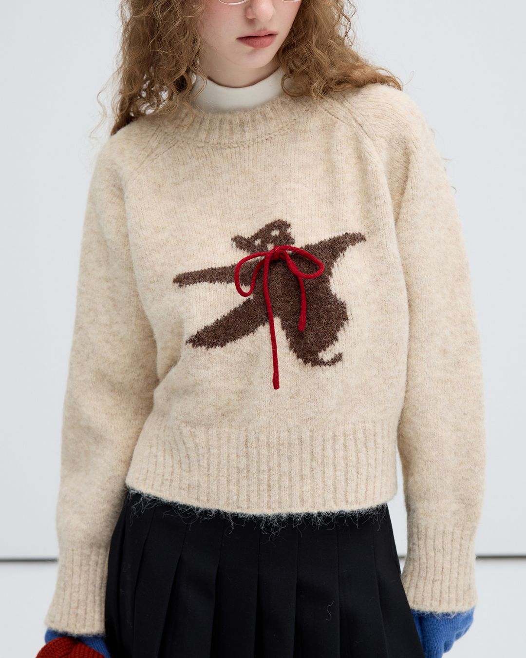 Bow Tie Bear Wool Sweater　KN040