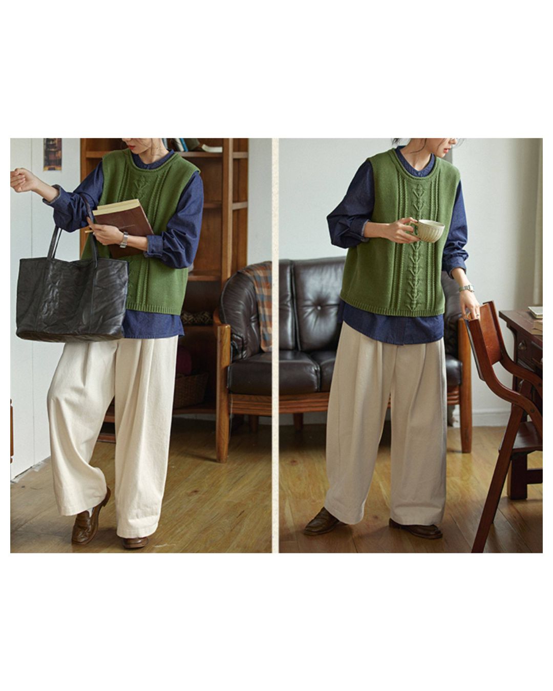 Crew Neck Relaxed Knit Vest　VT023